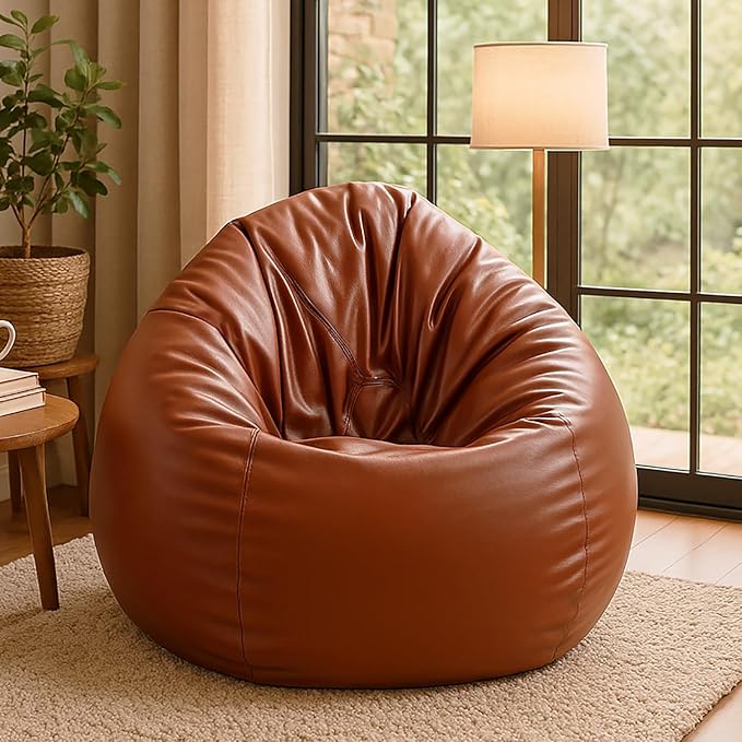 Casa Copenhagen Premium Leather Bean Bag Chair, Filled with Beans | Capacity: Upto 7 Ft Height, 200 KG Weight | 3XL | Royal Blue