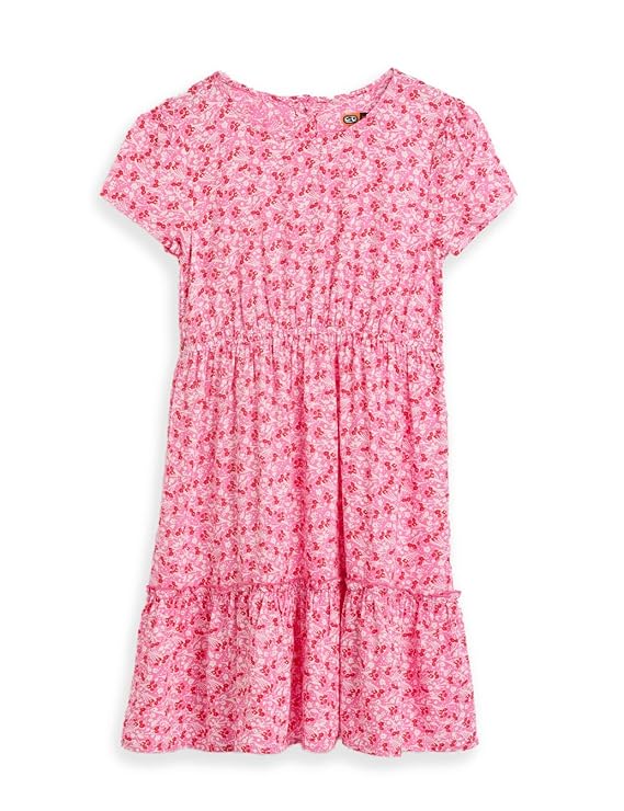 Symbol Girls Fit and Flare Printed Rayon Dress | Age 6-14 Years 