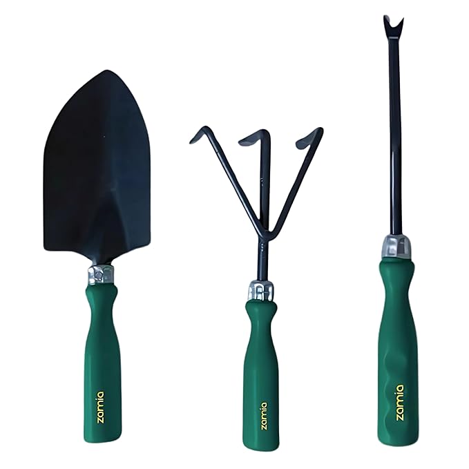 Zamia Gardening Tools Set of 3 | Trowel, Cultivator and Weeder | Kit for Home Gardening