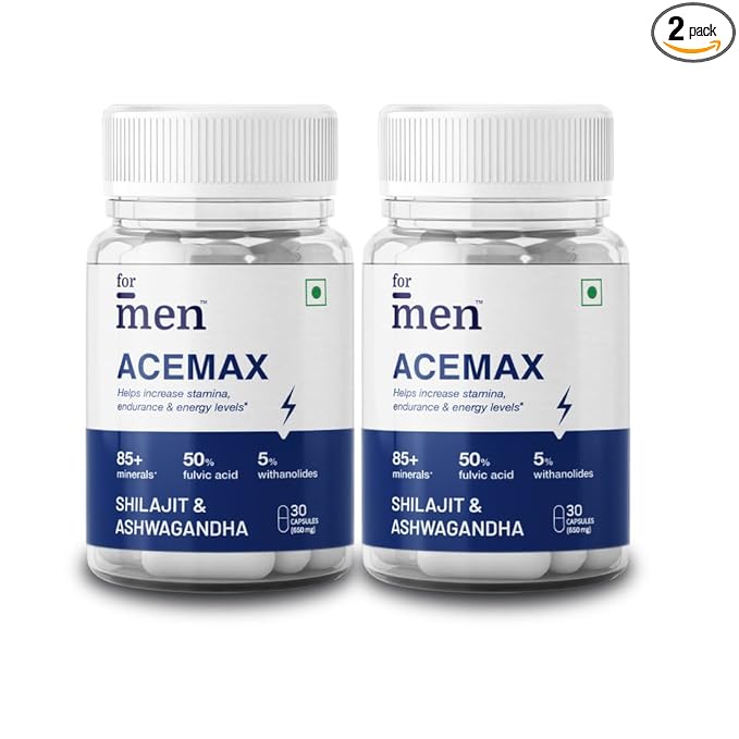 ForMen Acemax Capsules for Men | Shilajit Ashwagandha | Ayurvedic Supplements For Men - 30 Capsules (Pack of 2)