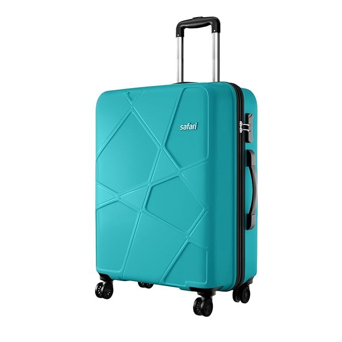 Safari Medium Pentagon Pro 8 Wheels 66Cm Size Checkin Trolley Bag, Hard Case Polypropylene 360º Wheeling Luggage for Men & Women, Travel Bag, Suitcase for Travel, Trolley Bags for Travel, Cyan