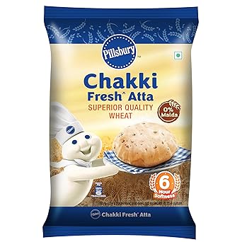 Pillsbury Chakki Fresh Whole Wheat Atta | 100% Wheat Atta| Upto 6 hours of Softness| 5kg